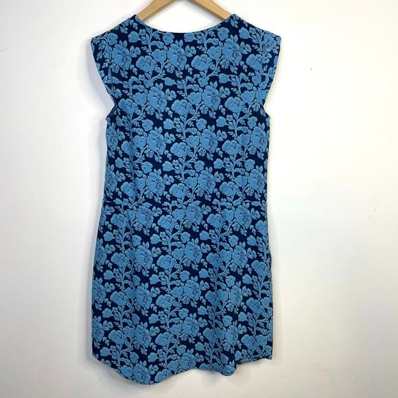 Cabi Java Blue Floral Tie Waist Cap Sleeve Button front Lightweight Dress 5265 S - Picture 10 of 16